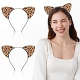 WLLHYF 2 Stück Stirnband mit Leopardenohren Gepardenohren Halloween-Stirnband Leoparden-Haarreif Katzen-Kopfbedeckung Cosplay-Kostüm Haar-Accessoires für Festivals Partys Erwachsene Kinder
