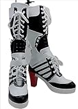 ERIMEI Sparkle Cosplay Stiefel Schuhe for Harley Quinn White