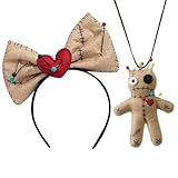 Pineeseatile Voodoo -Kostüm 2PCS/Set Voodoo Kostüm, Halloween Accessoires umfasst Bögen Stirnband und Puppenkette gruseliges Voodoo -Kostüm für Frauen Cosplay Halloween Dekorationen