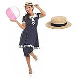 Fun Shack Badeanzug 20er Jahre Damen, Bay Kostüm Damen, Badeanzug Retro Gestreift, Kostüm Badeanzug, Badeanzug Fasching, Nostalgie Badeanzug, Badeanzug Karneval L