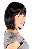 WIG ME UP - 7803-2 Perücke schwarz wie Mia aus Pulp Fiction Bob glattes kinnlanges Haar