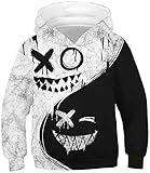 PADOLA Jungen Kapuzenpullover 3D Druck 4-13 Jahren Kinder Hoodie Boys Lustig Gedruckt Langarmshirt Weihnachtspullover Halloween Weihnachten Chirstmas Geschenke (2 Black, 7-8 Jahre)