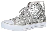 Brandsseller Damen Sneaker Pailletten Halbhoch/Damenschnürer/Damenboots - Farbe: Silber - Größe: 40