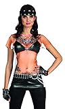 Boland - Fotorealistisches Shirt Biker Lady, Kurzarm-Shirt, T-Shirt mit Motiv-Druck, Bikerin, Rockerin, Kostüm, Karneval, Mottoparty