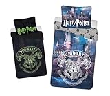 Jerry Fabrics Harry Potter Bettwäsche Set Leuchte Tim Dunkeln Wappen und Schloss 140x200 cm
