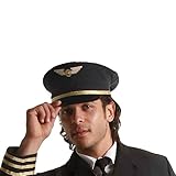 Dress Up America Pilotenmütze – Schwarze Flugkapitänsmütze – Pilotenkostüm-Zubehör für Kinder und Erwachsene