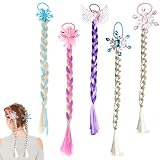 Vueinrg 5 Stück Bunte Haarsträhnen Kinder Haarreif Prinzessin Zopf Haarverlängerung Geflochtene Zopf Mädchen Perücke Pferdeschwanz Haarteil Animation Cosplay Kinderperücke für Party Kostüm