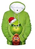 HUASON Kreativer Weihnachts Pullover Weihnachtsmann 3D Hoodie Lustiger Bequemes Langarm Sweatshirt für Herren und Damen(M)