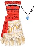 Prinzessin Frauen Mädchen Rock mit Halskette Perücke Cosplay Maui Tattoo Shirt Hose Kostüm Halloween (Stil 2, 160-170)