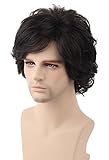 Topcosplay Herren-Perücke, schwarz, kurz, gewellt, zottelig, für Cosplay, Halloween, Kostüme, männliche Perücke