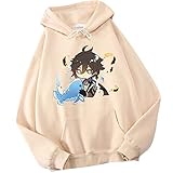 doyouwantmore Genshin Impact Hoodie Anime Spiel Cosplay Kostüm Unisex Genshin Impact Zhongli Bedrucktes Kapuzen Sweatshirt Langarm Pullover Sportbekleidung mit Kängurutasche