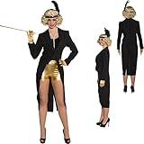 NET TOYS Damenfrack schwarz Showgirl Frack L 42/44 eleganter Frauenfrack Kabarett Gehrock Damen Revue 30er Jahre Charleston Outfit Cabaret Show Kostüm