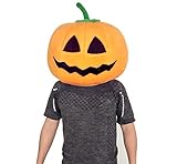 MatGui Halloween Plüsch Kürbis Kopf Maske Maskottchen Kostüme Erwachsene Cartoon Kostüme Gelb, Orange/Abendrot im Zickzackmuster (Sunset Chevron)