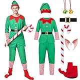 Raveparty Elfen Kostüm Damen Herren Kinder, Weihnachtself Kostüm, Weihnachtsfrau Kostüm Kinder Damen Herren, Weihnachtsmann Kostüm Kinder Damen Herren, Weihnachtskostüm Karneval Party