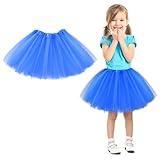WLLHYF Tutu-Rock, 3-lagig Tüll Pailletten Stern Ballett Tanzröcke Prinzessin Party Kostüm Tutu Festliches Party-Kostüm für Mädchen, Damen, Kind, Weihnachten, Geburtstag (Blau,30cm)