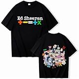 Baumwoll T-Shirt Ed She-Eran Tour Bedrucktes T-Shirt Für Männer Und Frauen O Ausschnitt Kurzarm T-Shirt Rapper-Shirt Popmusik Fan Geschenk XS-3XL-Black||XS
