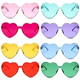 SIMIN 8 Stück Brille Herz Sonnenbrille für Damen, Partybrille Neon Farben Herzform Brille, Herz Hippie Brille Retro Kostüm Brille,Magische Farben Party Brille,Transparente Bunte Herzform Sonnenbrille
