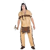 dressforfun Herrenkostüm Indianer | Kostüm + Haarband und Armband | Häutpling Indianerin Verkleidung (L | Nr. 300606)