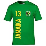 FanShirts4u Herren Fan-Shirt Jersey Trikot - Jamaika/Jamaica - T-Shirt inkl. Druck Wunschname & Nummer WM (XXL, Jamaika/grün)