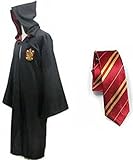 WHSUXAYC Hogwarts Magician Robe, Gryffindor Ravenclaw Cape, Youth Adult Uniform, Halloween Carnival Cosplay Costume (Red, L)