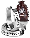 VIKING CRAFT Wikinger Ohrringe Männer Edelstahl - 2,0cm Herren Ohrringe silber mit Runen - Wikinger Schmuck, Wikinger Deko, Keltische Ohrringe Viking Earring, Vikings Fanartikel, Wikinger Geschenke