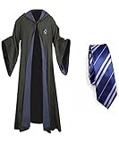 WHSUXAYC Hogwarts Magician Robe, Ravenclaw Cape, Youth Adult Uniform, Halloween Carnival Cosplay Costume (Blue, S)