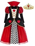 ReliBeauty Herzen Kleid Kostüm Kinder mit Krone Karneval Halloween,120