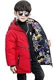 Nemopter Boy's Winter Jacket Boys' Coats With Hood Hooded Down Jacket Coat Cartoon Kids Winter Coat,Beidseitig Rot,4-5 Jahre,120cm