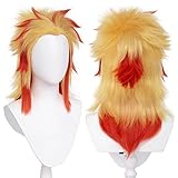 Lshpresx Cosplay Perücken Anime Rengoku Kyoujurou Kostüm Kunsthaar mit kostenloser Perückenkappe