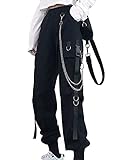 YINGWIN Cargohose Damen mit Hosenkette Gothic Kleidung Damen Goth Punk Y2k Techwear Hose Festival Hose Damen Jogginghose Damen