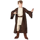 SINSEN Jedi Kostüm für Kinder Obi Wan Kenobi Kostüm Kinder Kapuzen Roben Outfit mit Gürtel komplettes Set Halloween Cosplay Kostüm