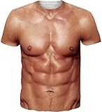Loveternal Unisex 3D Hässliche T-Shirt Casual Ugly Abs Tee Shirt Sommer Kurzarm Muskel Shirt Tops 3XL