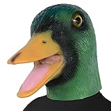 PARTYGEARS Halloween Grüne Entenmaske Latex Tier Vollkopfmaske für Erwachsene Party Cosplay Verkleidung Maske