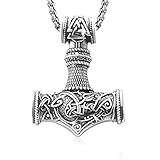 DOTBJ 925 Sterling Silbe Thor Hammer Halskette, Wikinger Mjolnir Anhänger Kette für Herren