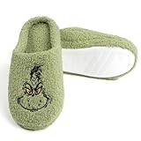 United Labels Grinch Hausschuhe Plüsch für Damen, Grün, 39/40, Fleece Pantoffeln Winter, Puschen Weihnachten