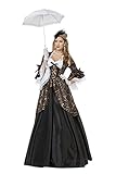 shoperama Marquise Estella Barock Rokoko Damen Kostüm Samt Spitze Schwarz/Gold Gräfin Adlige Mätresse Madame de Pompadour, Größe:48