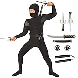 Morph Ninja Kostüm Kinder, Ninja Kostüm Kinder Schwarz, Ninja Kostüm Kinder Jungen, Ninja Kostüm Kinder Mädchen, Karneval Kostüm Kinder, Ninja Kostüm Jungen, Faschingskostüme Kinder - M