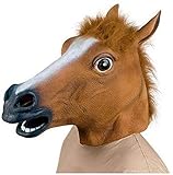 Lypumso Pferdemaske, Pferde Maske Halloween Kostüm Party Weihnachten Karneval Pferdekopf Maske Latex Maske Pferd Tiermaske