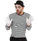 KarnevalsTeufel Ringelpulli Langarm Longsleeve Schwarz-Weiß gestreift Langarmshirt Kostüm für Pantomime Marine Gondoliere Gefangener und vieles mehr, Basic für viele Kostüme und Verkleidungen (XXL)