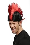 WIG ME UP - XR-012-P103/PC13 Perücke Karneval Fasching Iro Irokese Mohawk Punk rot schwarz Anarchie