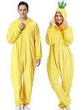 Ragelion Ananas Kostüm Erwachsene Ananas Onesie Pyjama Damen Herren Obst Kostüm Unisex Ananas Jumpsuit für Halloween Karneval Cosplay (XL)