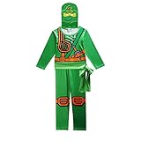 Thombase Ninja-Krieger-Kostüm, Kostüm für Kinder, Cosplay und Kostümparty, Kostüm mit Waffe, grün, (Höhe 100/110 cm)