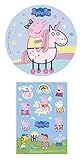 Dekozauber24 2er Set Peppa Wutz Essbarer Tortenaufleger 20cm + 13x Muffinaufleger, vegetarisch, glutenfrei, essbare Tortendeko für Torten, Kuchen und Muffins zum Kindergeburtstag (Peppa Pig Nr.1)