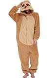 Kigurumi Pyjama Uni Anime Tier Kostüm Cosplay Kostüm Onesies Pyjama Sets Panda Nachtwäsche Sleepwear, Faultier-Plüschtier, 46