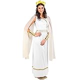 tectake dressforfun Frauenkostüm griechische Göttin Olympia | Langes, edles Kleid mit Pailletten-Verzierungen | Goldfarbene Flügelärmel | Armmanschetten & Kopfschmuck (XL | Nr. 300201)