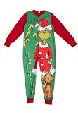 United Labels Grinch Jumpsuit für Kinder, Grün Rot, 98 104, Overall lang für Jungen und Mädchen, Schlafanzug Einteiler Weihnachten