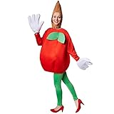 tectake dressforfun Kostüm Apfel Apfelkostüm | Langärmliges, trendiges Oberteil in Form eines Apfels | Große, lustige Handschuhe | Inkl. Kopfbedeckung (L | Nr. 301647)