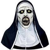 ROMANVIC Halloween Horror Masken,The Nonn Gruselige Latex Maske,Halloween Kostüm Herren Nonne Horror Vollkopfmaske mit Kopftuch Nonne Dress Up Halloween Party Requisiten