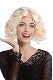 WIG ME UP - 90661-ZA88 Perücke Damen Karneval Halloween 20er Jahre Hollywood Diva kurz lockig glatter Mittelscheitel blond hellblond