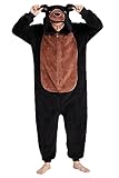 Loiahoer Unisex Erwachsene Bär Onesie Kostüm Pyjama Halloween Cosplay Kostüm Neuheit Tier SHU Velveteen Weihnachten Schlafanzug Pyjamas Set für Familie & Paare,Schwarz,L